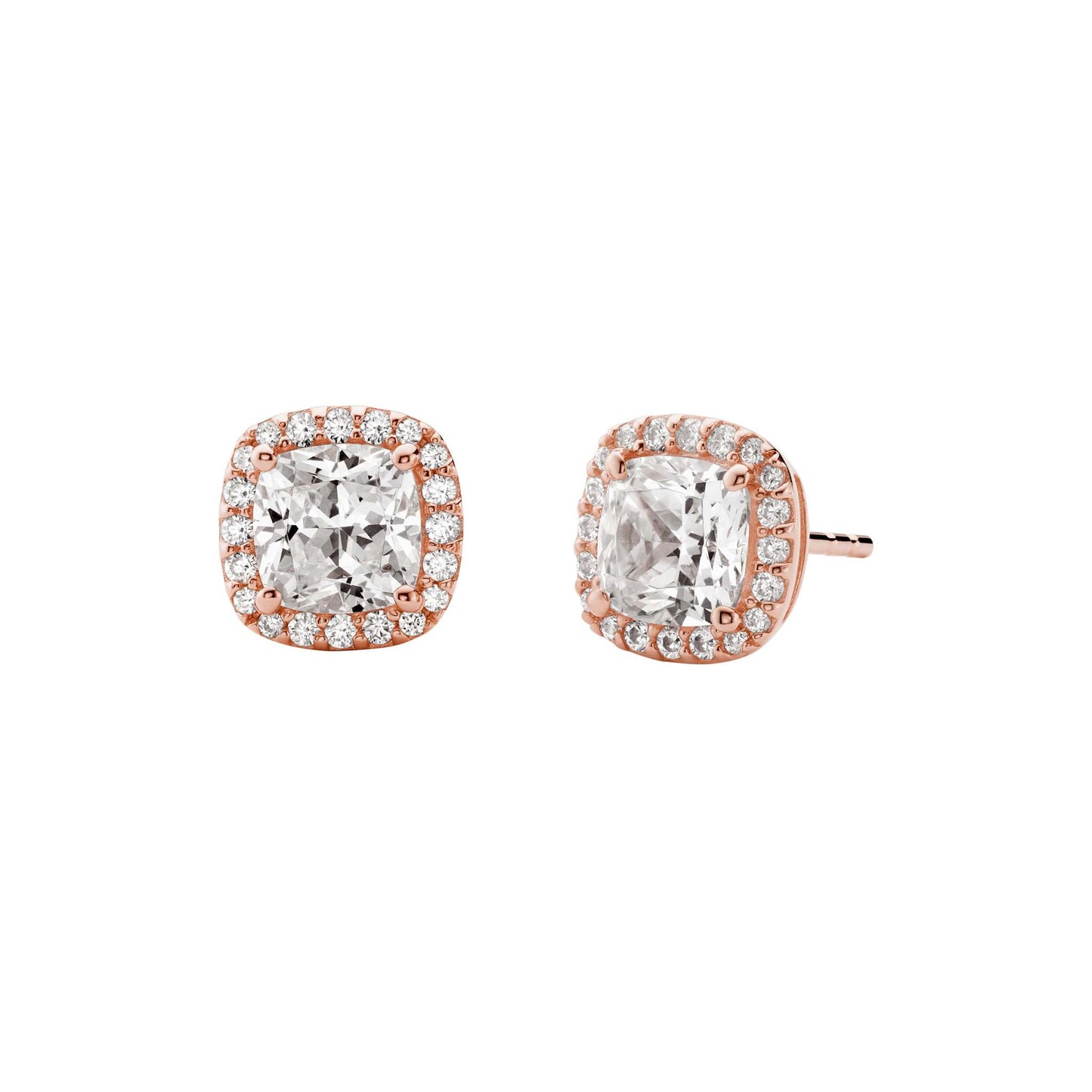 PRECIOUS METAL STERLING PAVE SQUARE STUD EARRINGS