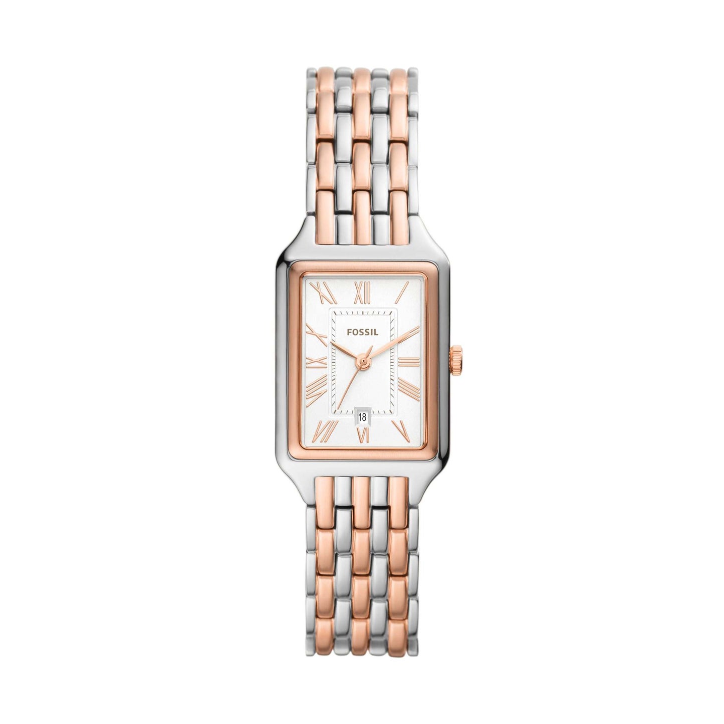 LADIES' RAQUEL 2-TONE RECTANGULAR STAINLESS STEEL WATCH