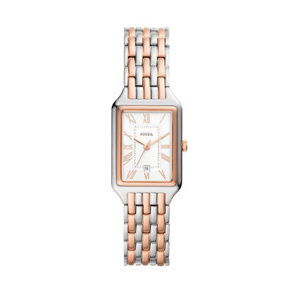 LADIES' RAQUEL 2-TONE RECTANGULAR STAINLESS STEEL WATCH