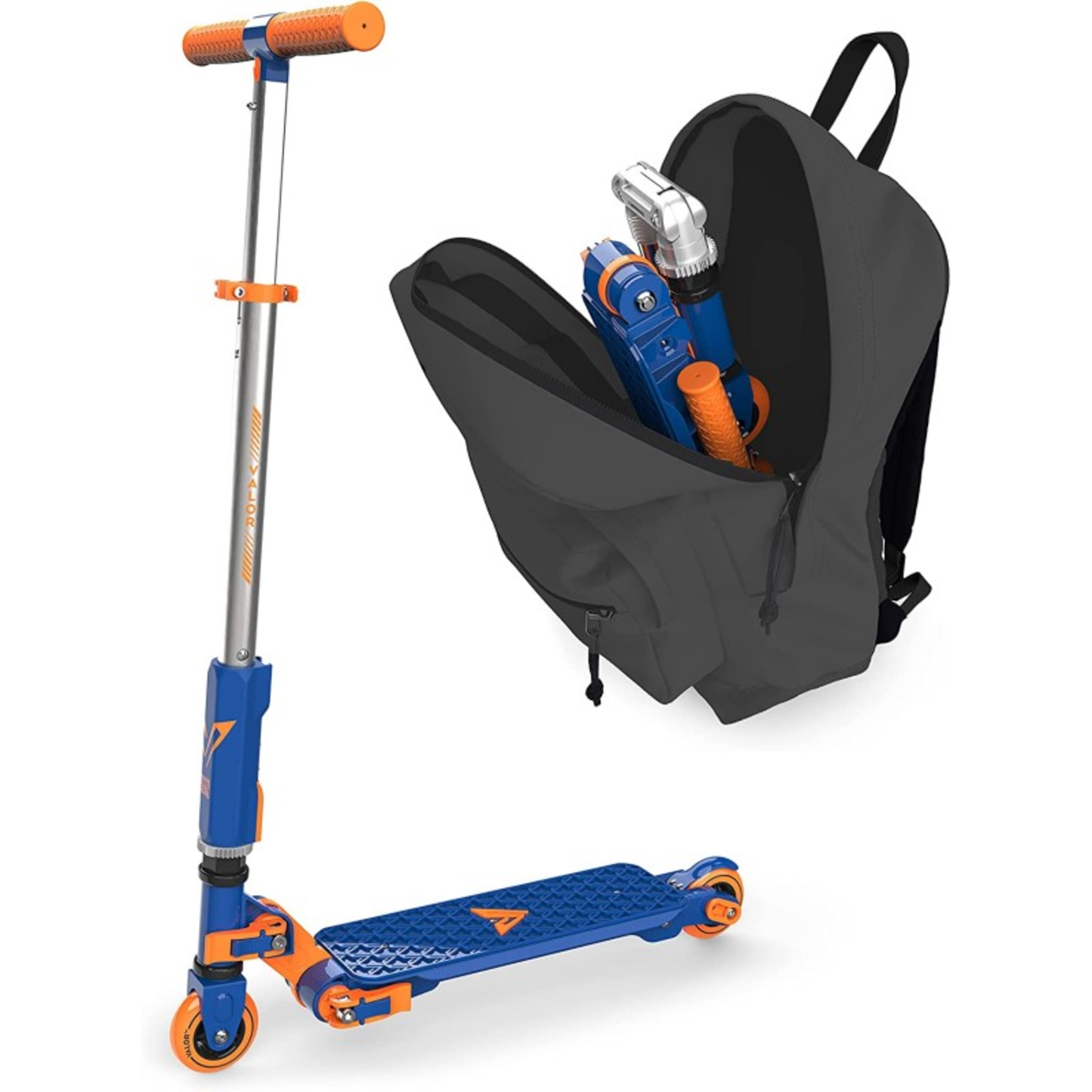 FOLDABLE KICK SCOOTER - (BLUE AND ORANGE)