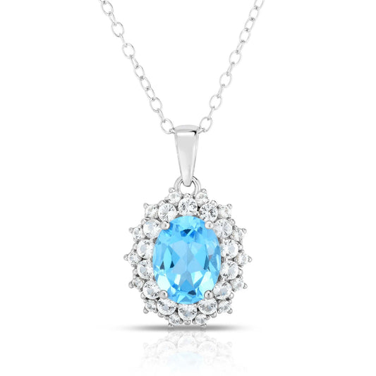 BLUE & WHITE TOPAZ PENDANT NECKLACE