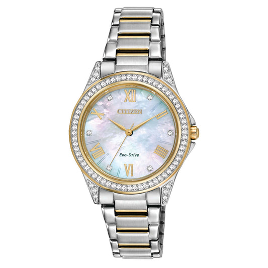 LADIES POV ECO-DRIVE TWO-TONE WATCH MOTHER-OF-PEARL DIAL