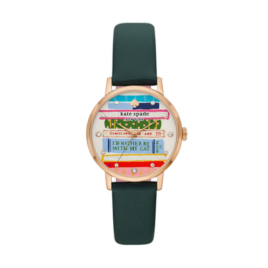 LADIES' METRO LEATHER STRAP WATCH, BOOKSTACK DIAL