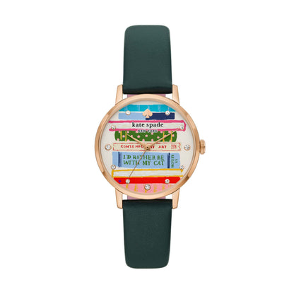 LADIES' METRO LEATHER STRAP WATCH, BOOKSTACK DIAL
