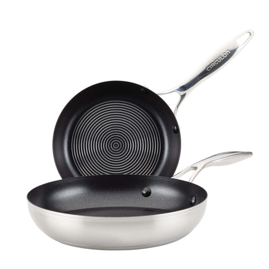 STEELSHIELD STAINLESS STEEL TWIN PACK FRYING PANS