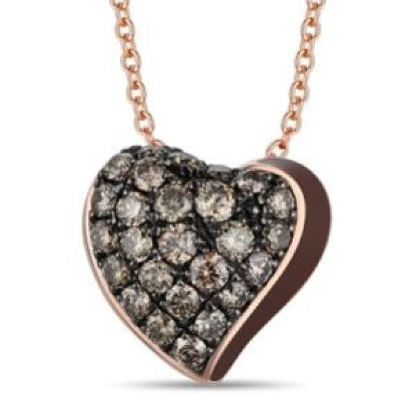 STRAWBERRY GOLD CHOCOLATE HEART PENDANT NECKLACE