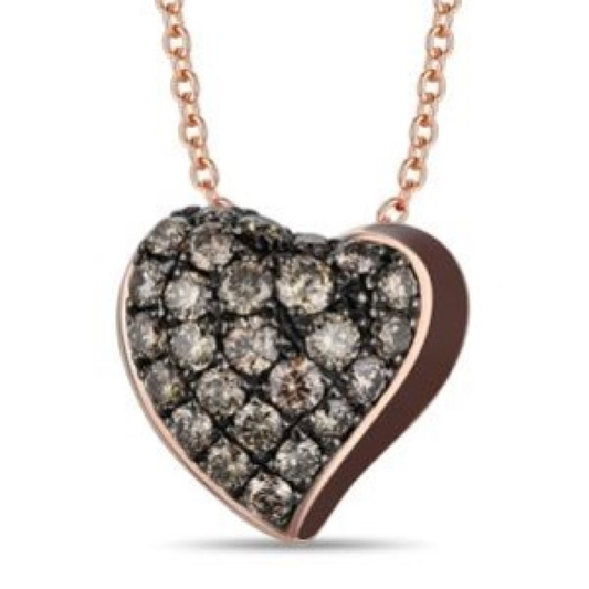 STRAWBERRY GOLD CHOCOLATE HEART PENDANT NECKLACE