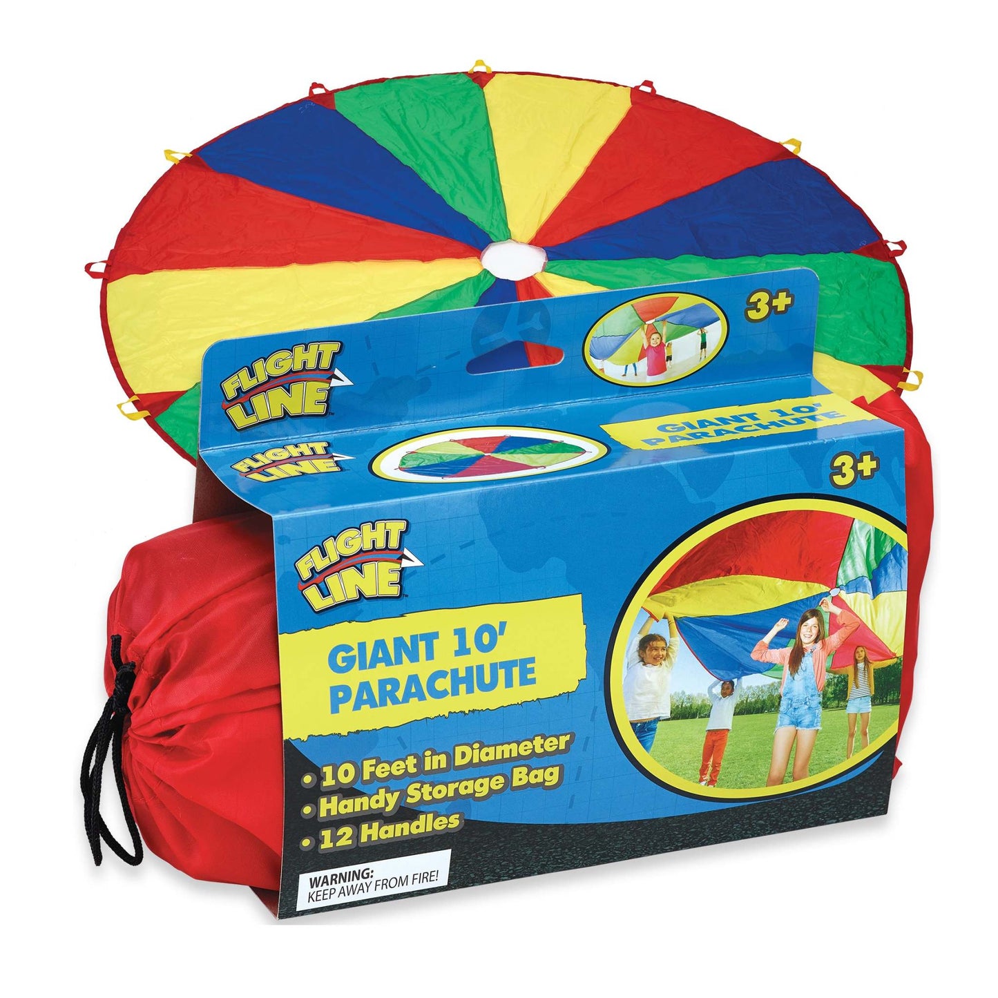 LARGE 10 FT PARACHUTE FOR KIDS - AGES 3+ YEARS