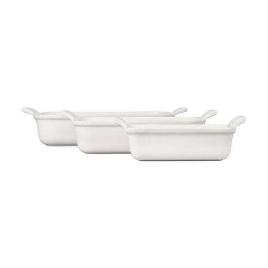 3PC HERITAGE STONEWARE RECTANGULAR BAKING DISH SET