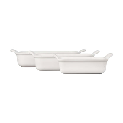 3PC HERITAGE STONEWARE RECTANGULAR BAKING DISH SET