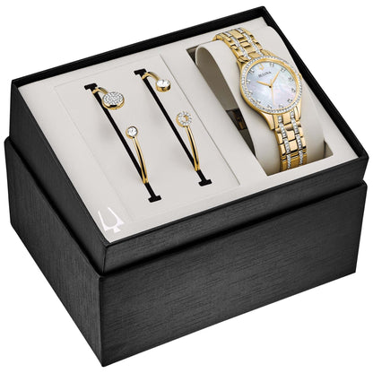LADIES BOXED CRYSTAL WATCH & BANGLE SET