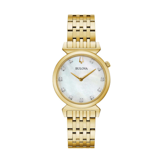 LADIES' REGATTA DIAMOND STAINLESS STEEL WATCH, MOP DIAL