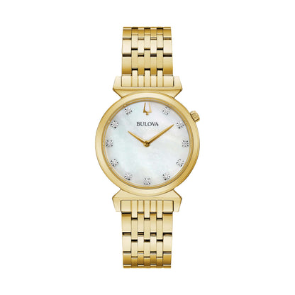 LADIES' REGATTA DIAMOND STAINLESS STEEL WATCH, MOP DIAL