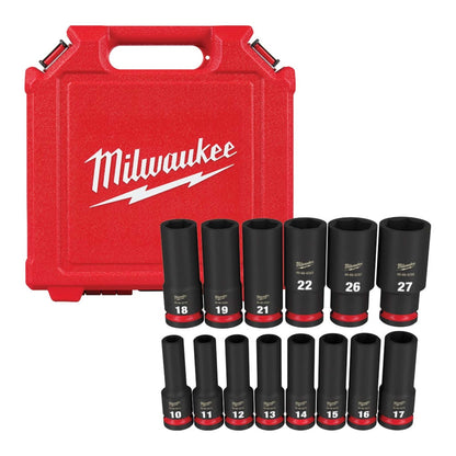 14PC SHOCKWAVE IMPACT DUTY 1/2" DRIVE METRIC DEEP 6 POINT SOCKET SET