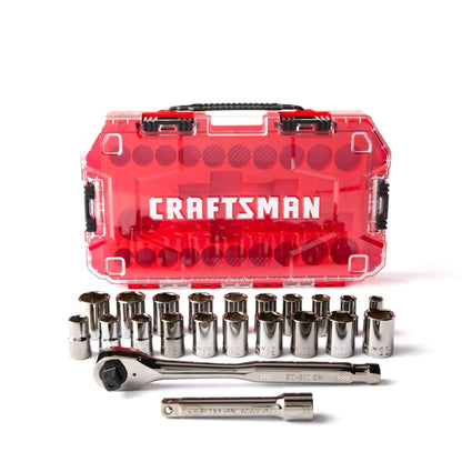 22PC GUNMETAL CHROME 1/2" DRIVE MECHANICS TOOL SET