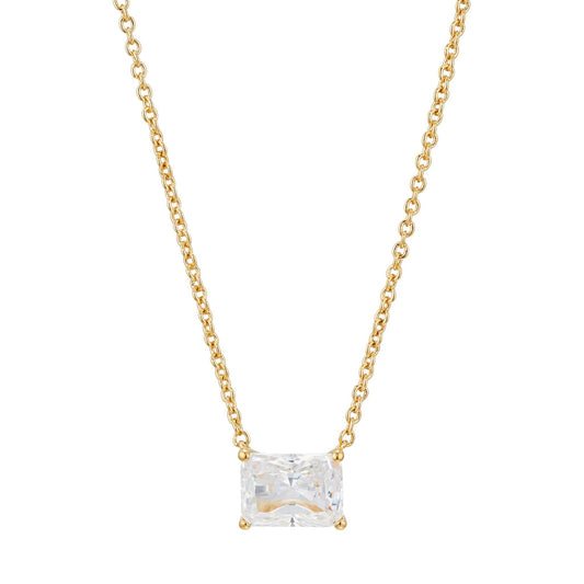 LARGE EMERALD CUT CZ NECKLACE
