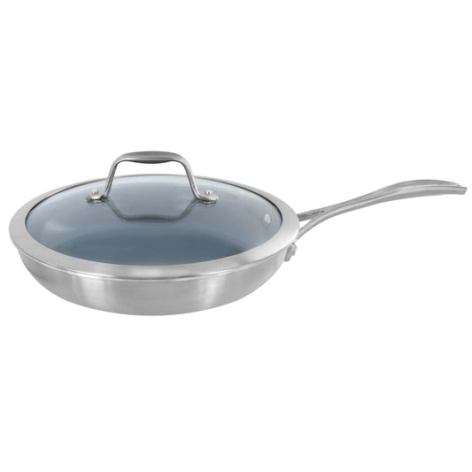 SPIRIT 3-PLY 9.5" STAINLESS STEEL CERAMIC FRY PAN W/ LID