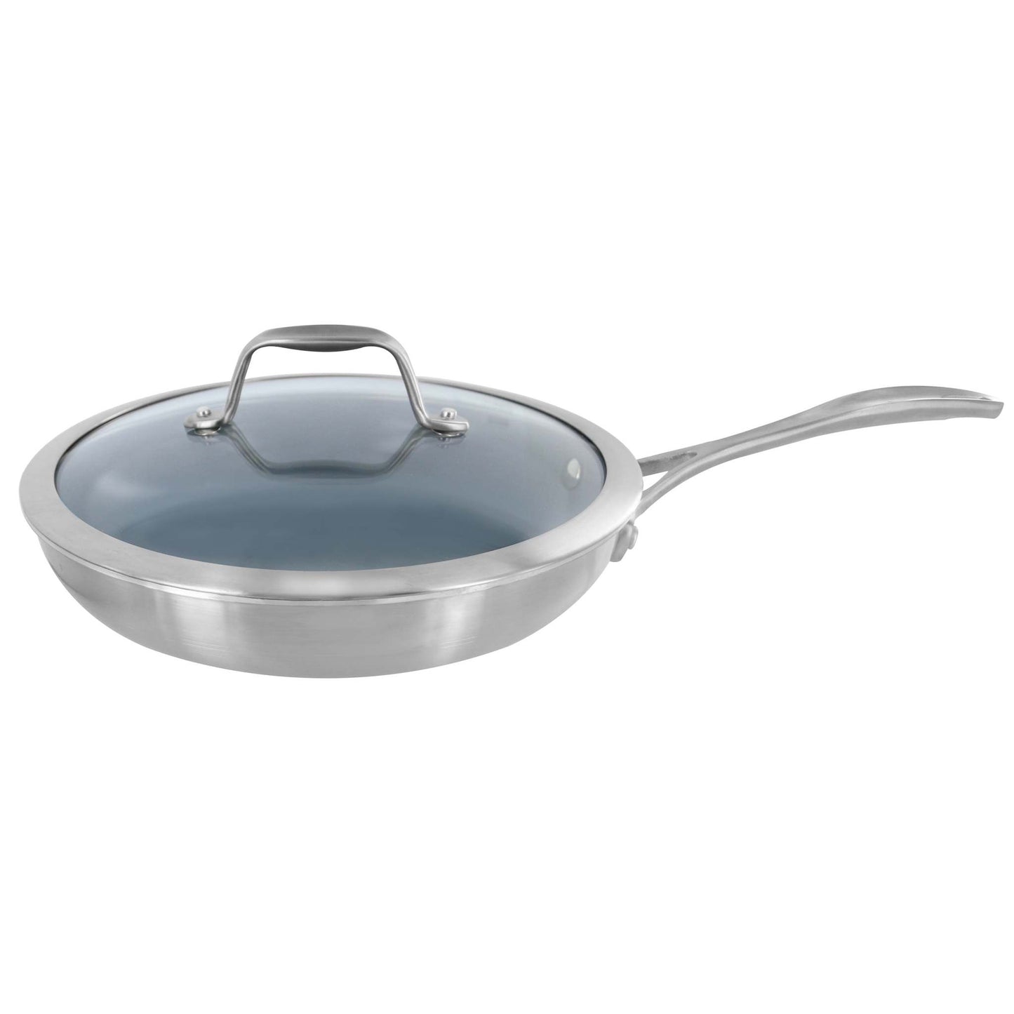 SPIRIT 3-PLY 9.5" STAINLESS STEEL CERAMIC FRY PAN W/ LID