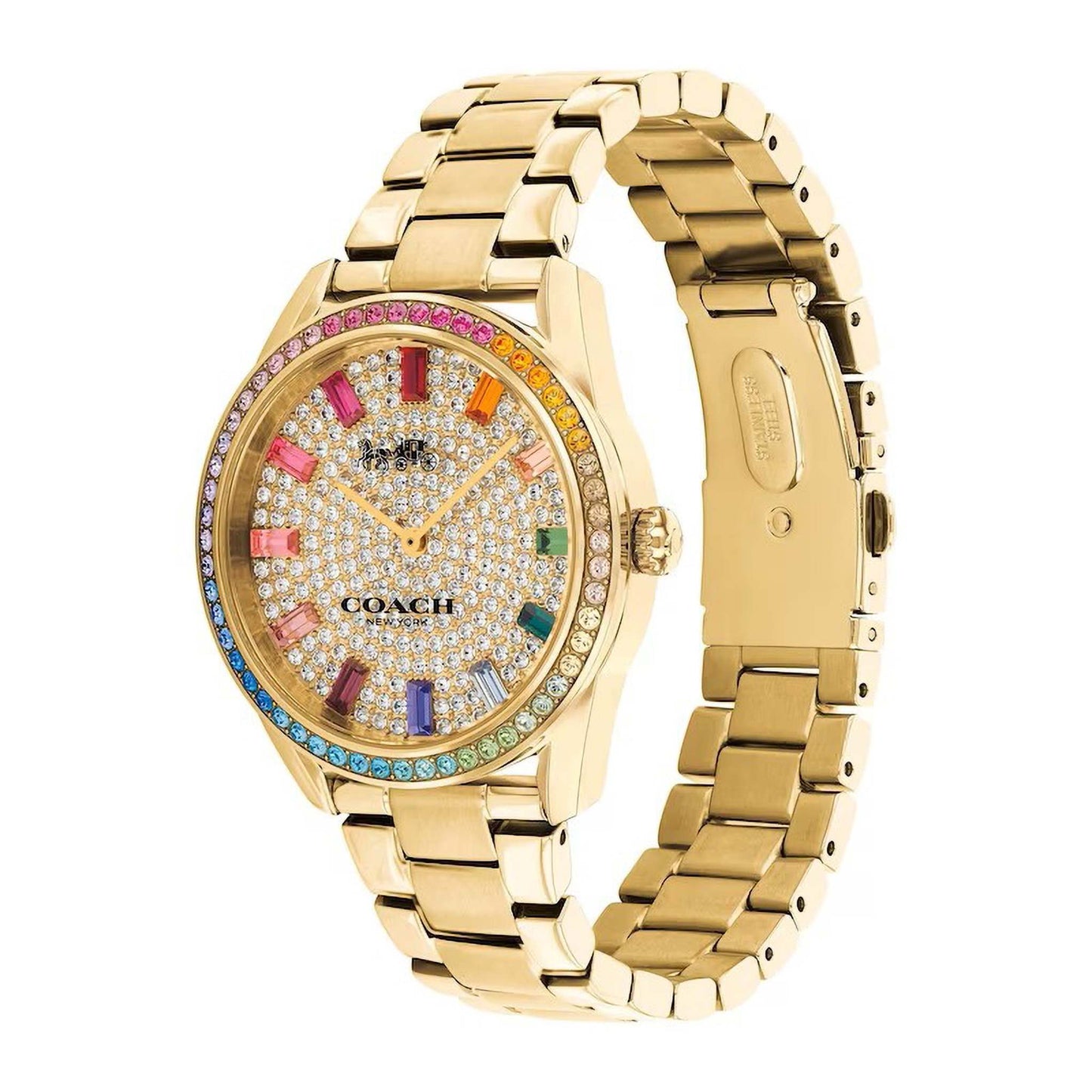 LADIES PRESTON RAINBOW CRYSTAL & STAINLESS STEEL WATCH CRYSTAL DIAL