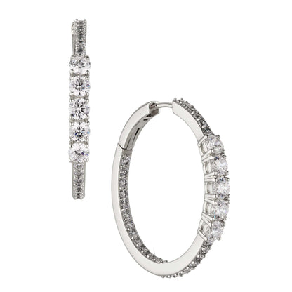LOVE ALL MEDIUM CZ HOOPS EARRINGS