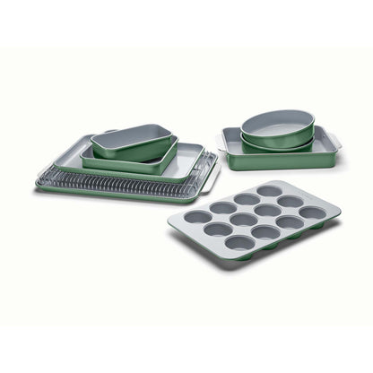 11PC NON-TOXIC NONSTICK CERAMIC MEGA BAKEWARE SET SAGE