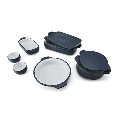 8PC CERAMIC STONEWARE BAKING DISH SET STEEL
