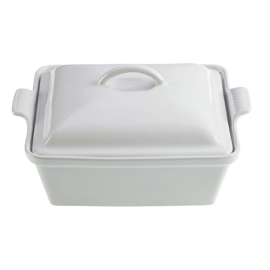 2.5QT HERITAGE STONEWARE COVERED SQUARE CASSEROLE