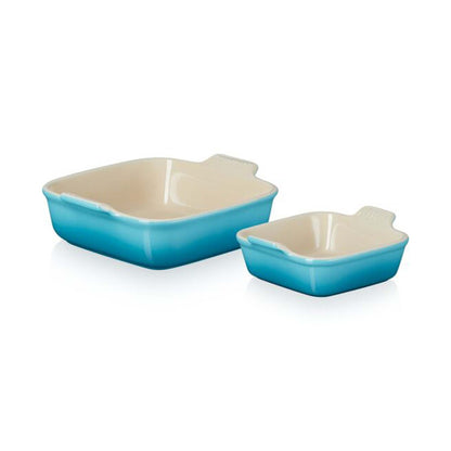 2PC HERITAGE STONEWARE SQUARE BAKING DISH SET CARIBBEAN