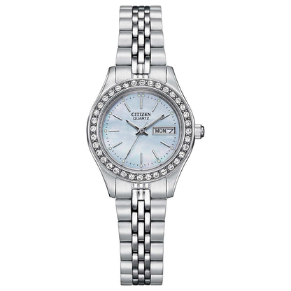 LADIES QUARTZ STAINLESS STEEL WATCH MOP DIAL