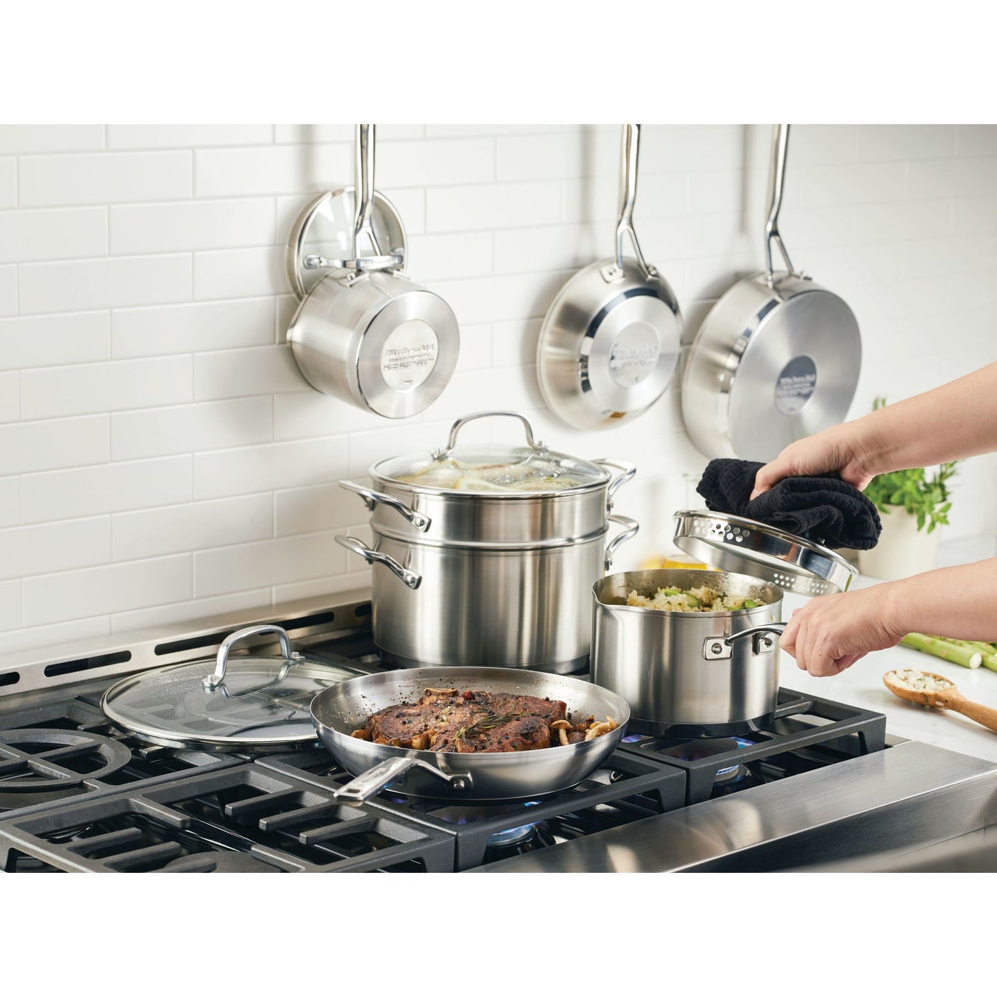 11PC STAINLESS STEEL 3-PLY COOKWARE SET