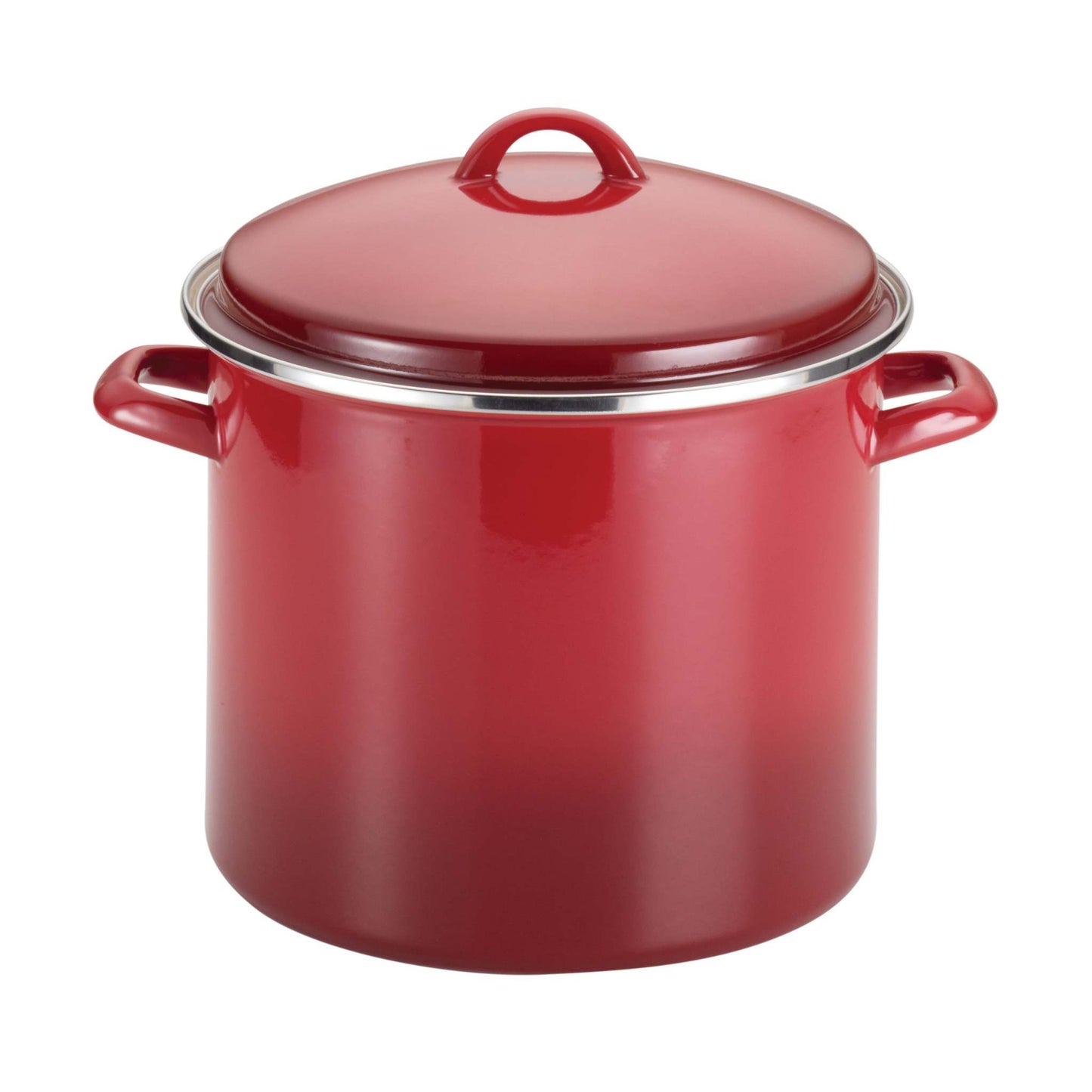 12QT ENAMEL ON STEEL STOCKPOT W/ LID