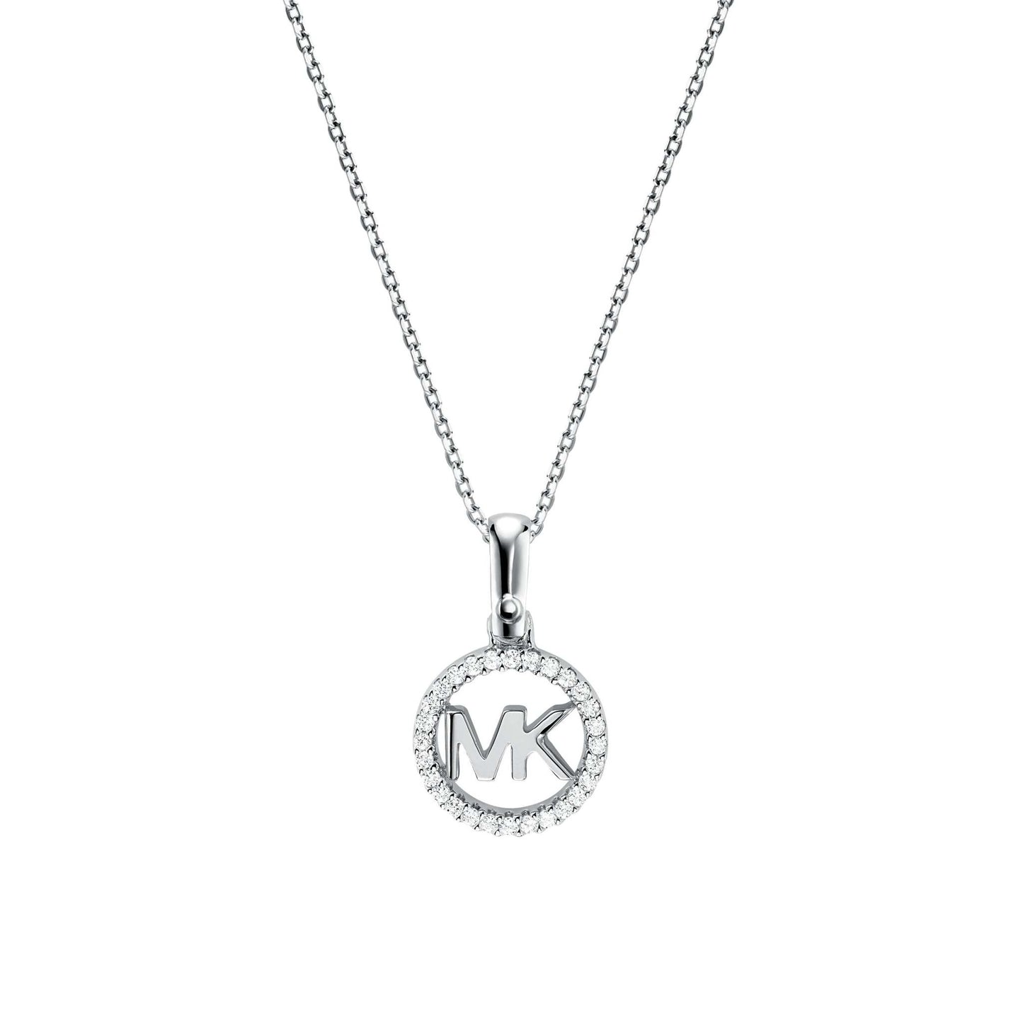 STERLING KORS LOGO NECKLACE