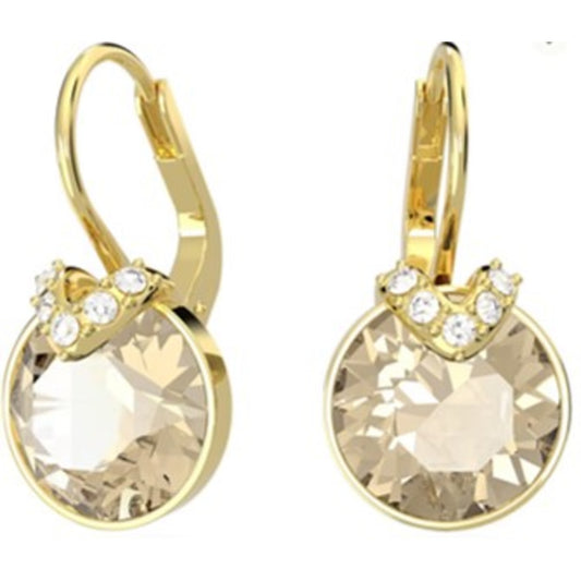 SWAROVSKI BELLA V DROP EARRINGS ROUND CUT - GOLD TONE, GOLD-TONE PLATED